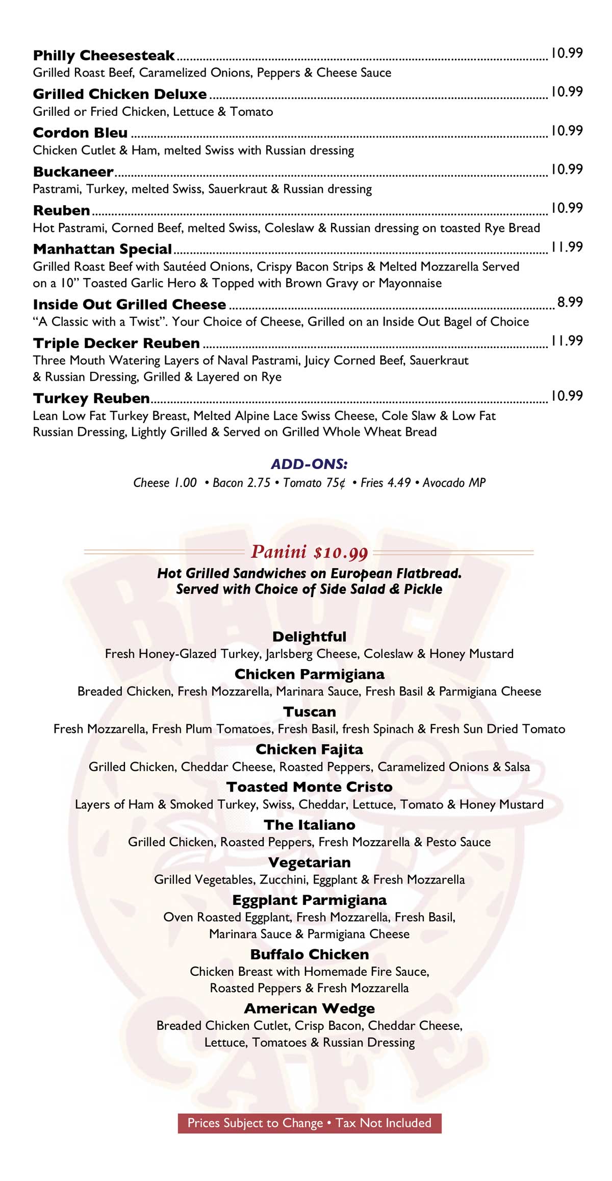 Howard Beach Bagel Cafe Menu