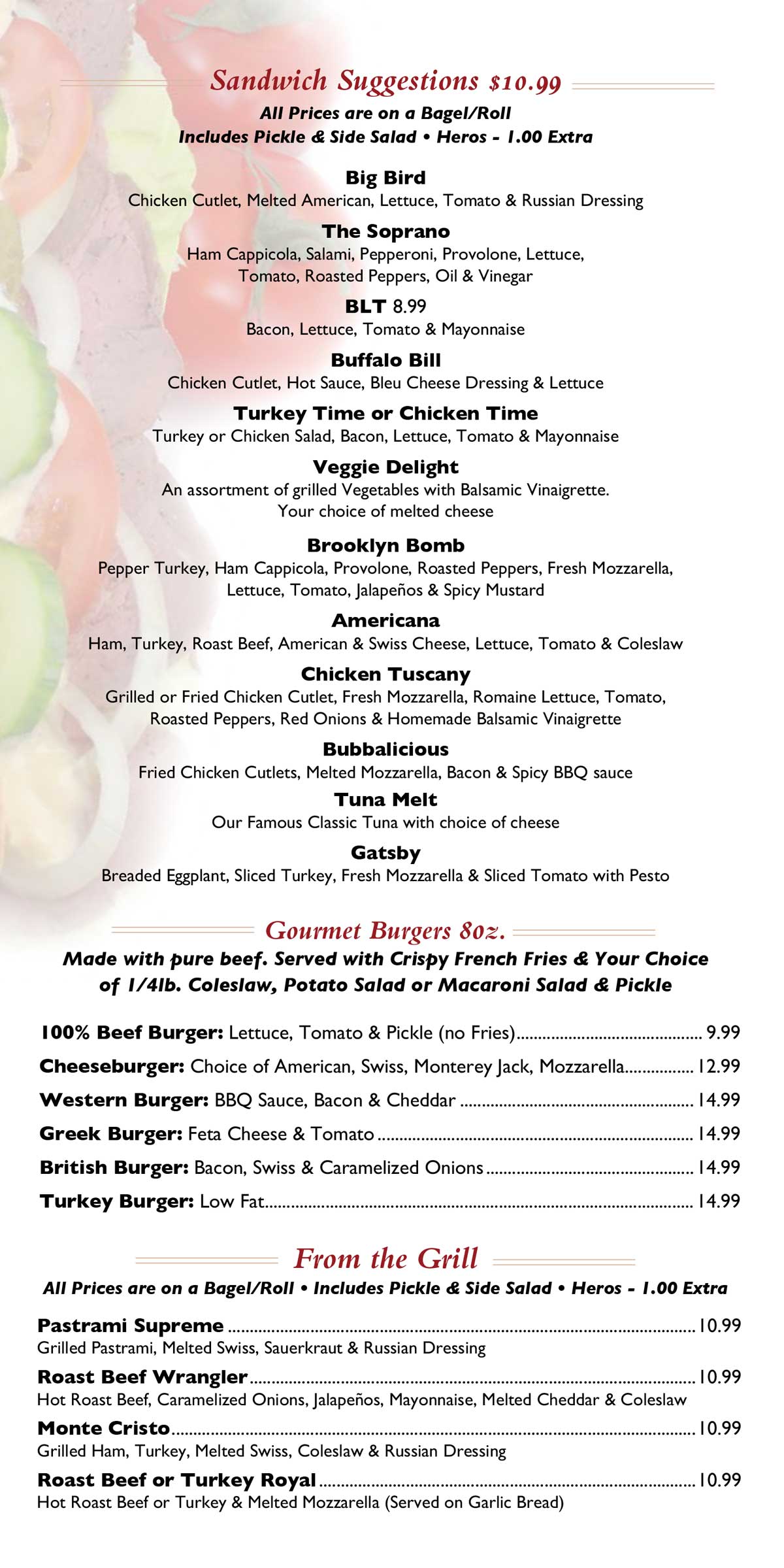 Howard Beach Bagel Cafe Menu